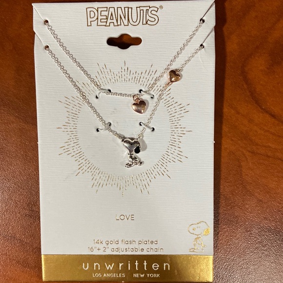 Unwritten Jewelry Peanuts Snoopy Heart Layered Pendant Necklace Nwt Poshmark